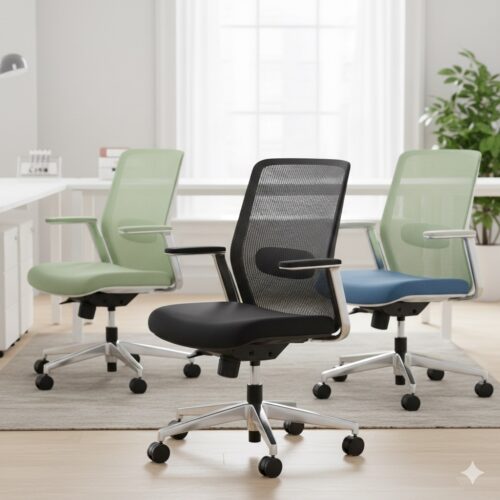 Breathable ergonomic mesh task chair with lumbar support