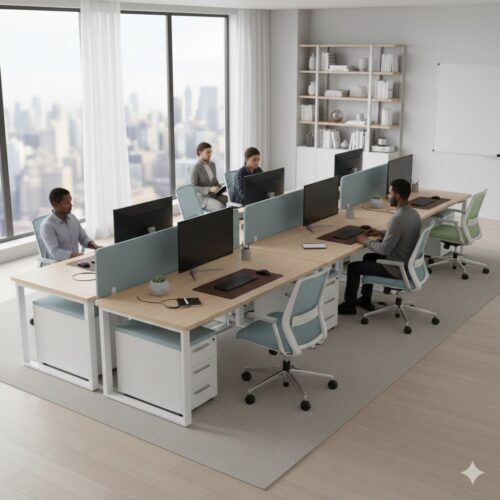 Modern collaborative benching system and conference setup